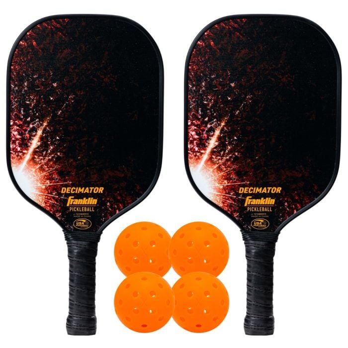 Decimator Carbon Fiber Pickleball Paddles and Balls - 2 Player Set